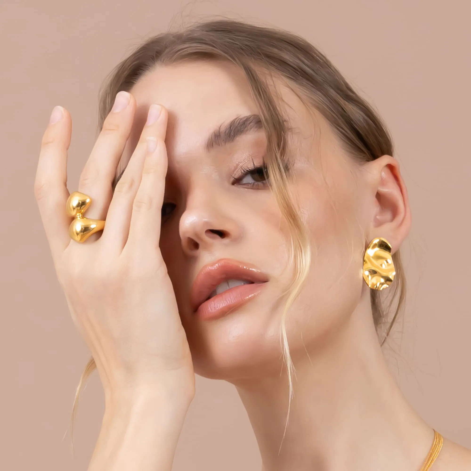 Textured Stud Earrings in Gold