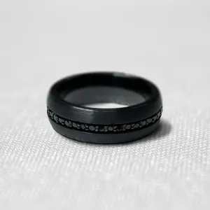 The Campbell Black Tungsten Ring With Black Sapphires