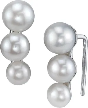 THE PEARL SOURCE 5-7mm Genuine White Freshwater Cultured Pearl Ilana Earrings for Women