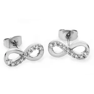 Tipperary Crystal Part Stone Set Infinity Stud Earrings Silver