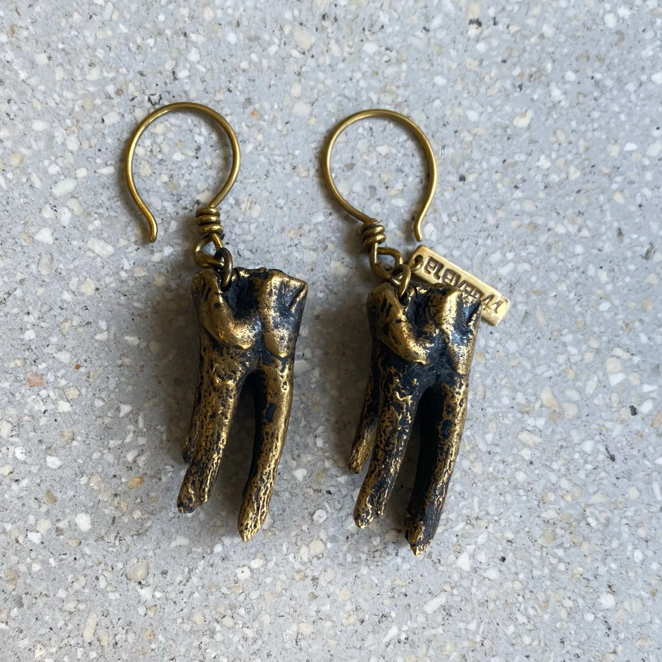 Tooth Earring Brass