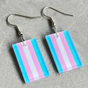 Transgender Flag Acrylic Dangle Earrings