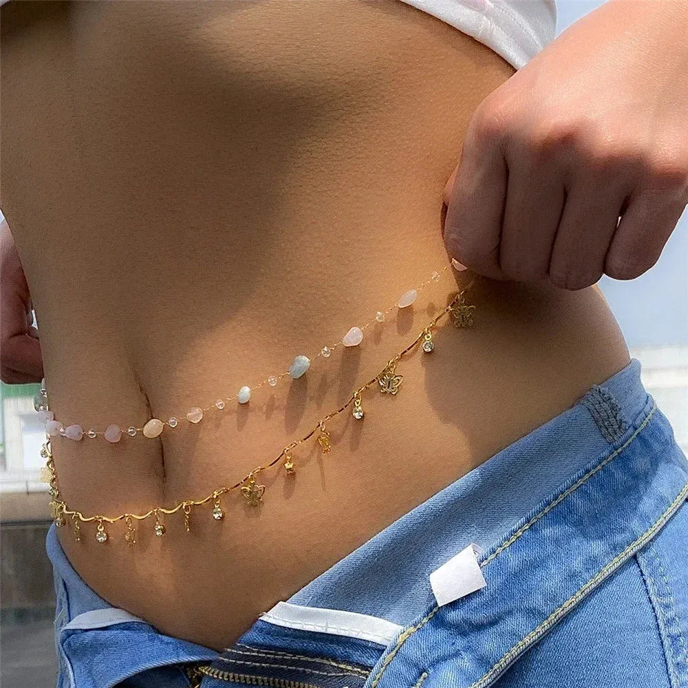 Trendy Double Layer Pearl Butterfly Chain