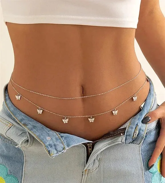 Trendy Double Layer Pearl Butterfly Chain