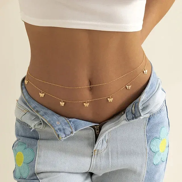 Trendy Double Layer Pearl Butterfly Chain