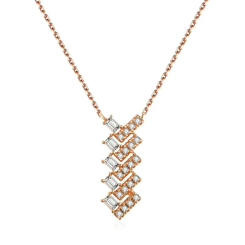 Trendy Geometric 14K Filled Rose Gold AAA Zircon Diamonds Necklace For Women  Daily Party Fine Jewellery