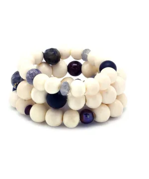 Trio bracelet os, perles fines, onyx et agate - Lara Curcio Jewelry