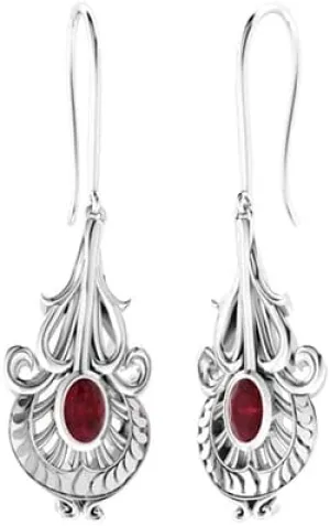 Ultimate Design 2 Ct Oval Cut Red Ruby For Women's Hook Drop Dangle Earring's 14K White Gold Plated