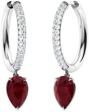 Ultimate Design 2.00 Ct Pear Cut Red Ruby & Diamond Halo Women's Drop Dangle Earring's 14K White Gold Plated