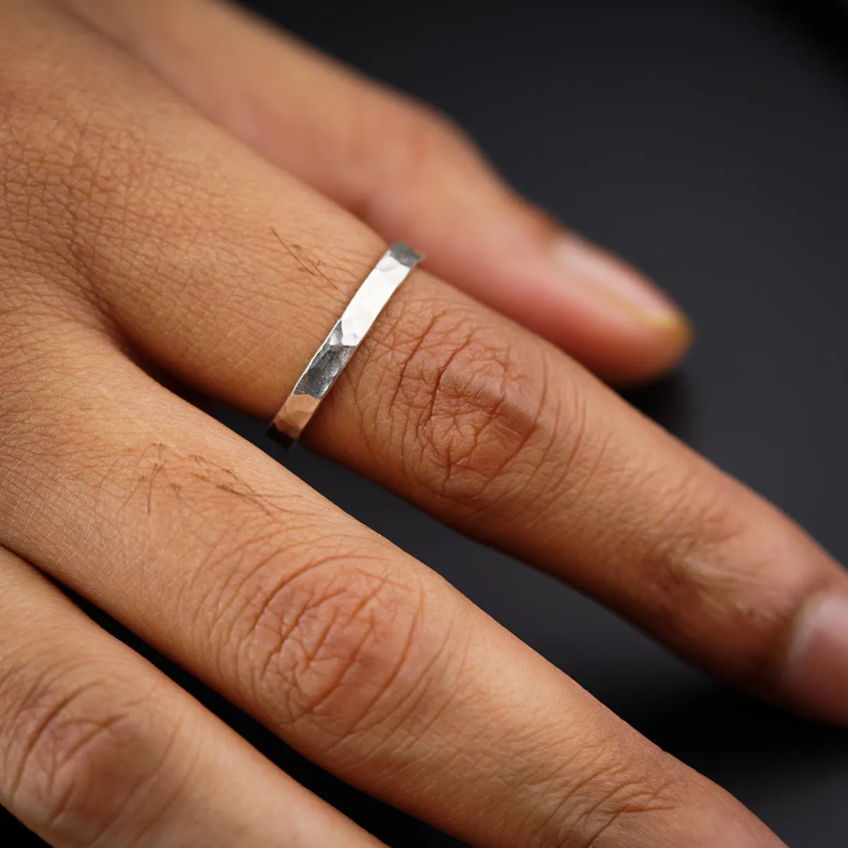 Unisex Hammered Ring in Silver
