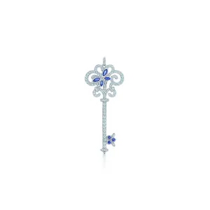 Unlock Happiness Enchant Dragonfly Sapphires Key Pendant Necklace