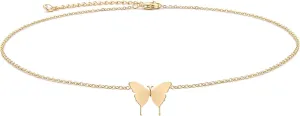 VACRONA Gold Dainty Butterfly Necklaces 18K Gold Plated Choker Necklace Delicate Long Gold Chain Necklaces Jewelry Gift for Women