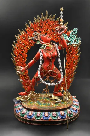 Vajra yogini hand painted copper statue 18"