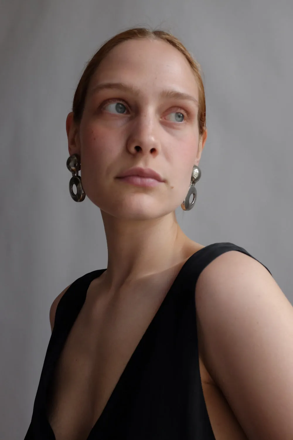 VINTAGE BOLD CIRCULAR SILVER EARRINGS