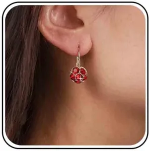 Vintage Crystal Ruby Dangle Earrings Red Ruby Drop Earrings Gold Ball Hoop Huggie Earrings Ruby Crystal Stud Earrings Jewelry for Women (Red)