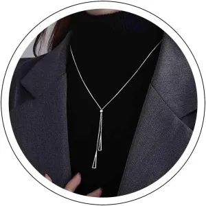 Vintage Hollow Triangle Y Lariat Necklace Silver Y Necklaces Geometric Y Drop Necklaces Long Tassel Necklace Chain Jewelry for Women
