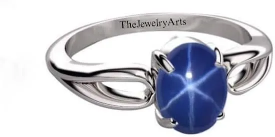 Vintage Lindy Star Engagement Ring for Women  Blue Star Sapphire in 925 Sterling Silver, Promise Ring