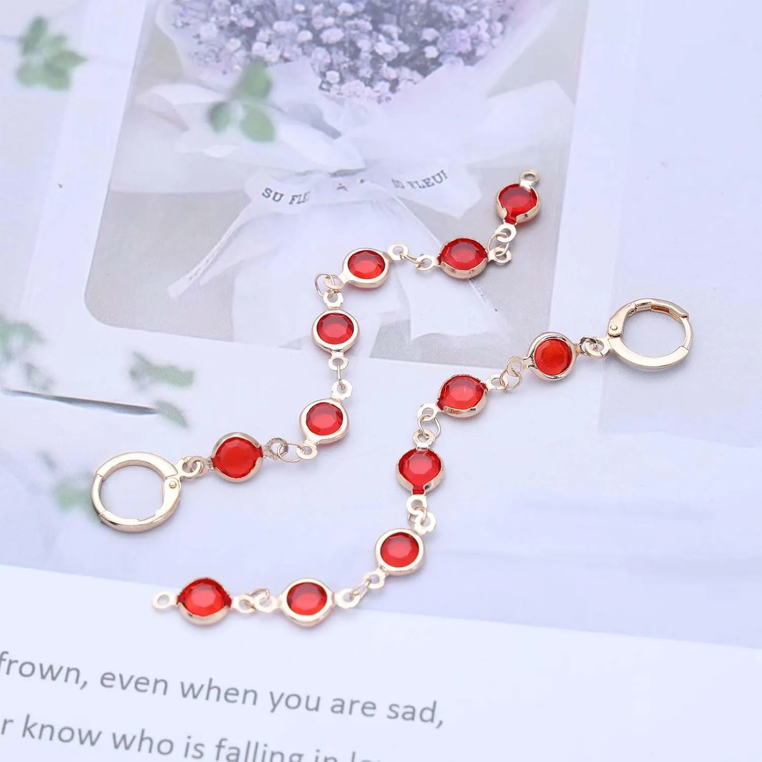 Vintage Long Ruby Dangle Earrings Gold Ruby Bead Earrings Red Crystal Drop Earrings Ruby Huggie Hoop Earrings Red Birthstone Earrings Jewelry for Women