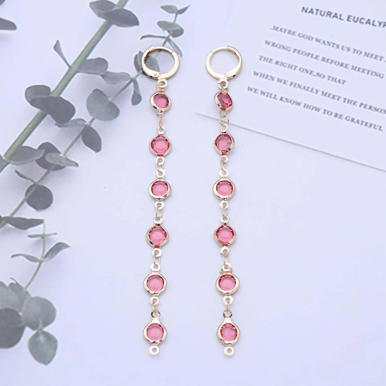 Vintage Long Ruby Dangle Earrings Gold Ruby Bead Earrings Red Crystal Drop Earrings Ruby Huggie Hoop Earrings Red Birthstone Earrings Jewelry for Women