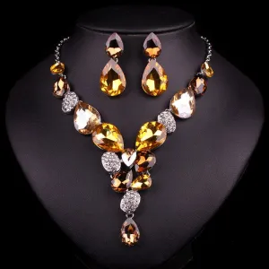 Water Drop Wedding Decoration Crystal Jewelry Set
