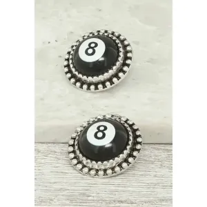 Western 8 Ball Post Earrings