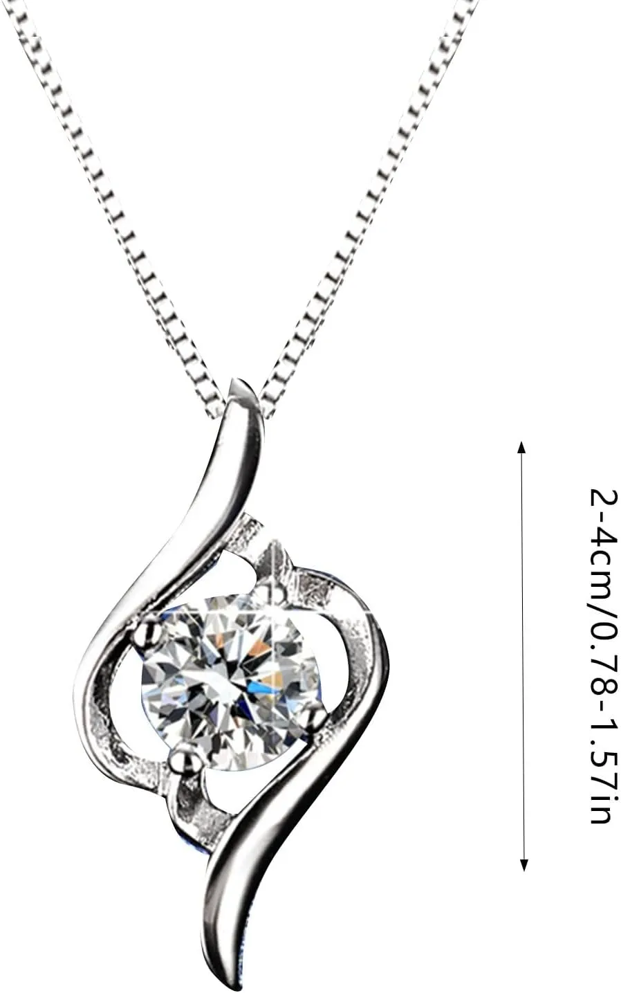 White Gold Plated Sterling Silver Necklace for Women,Dainty Cubic Zirconia Pendant Long Chain Valentine's Day Gift for Mom