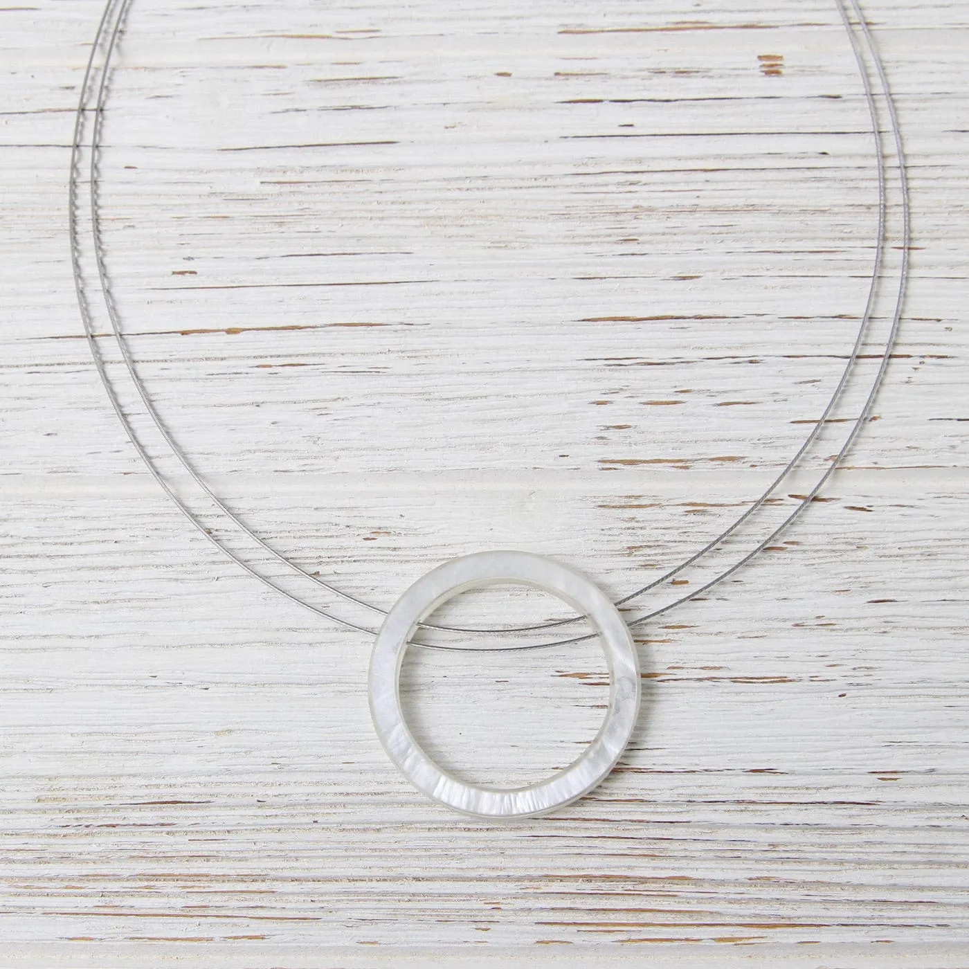 White Resin Circle Pendant