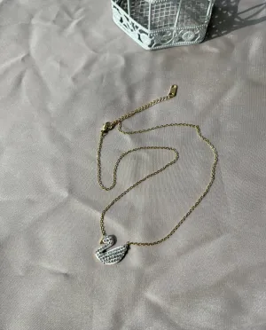 White Swan Chain Necklace in Dull Gold | Minimalist Elegant Jewelry for Women | Hypoallergenic Pakistani Bridal, Eid & Everyday Luxury