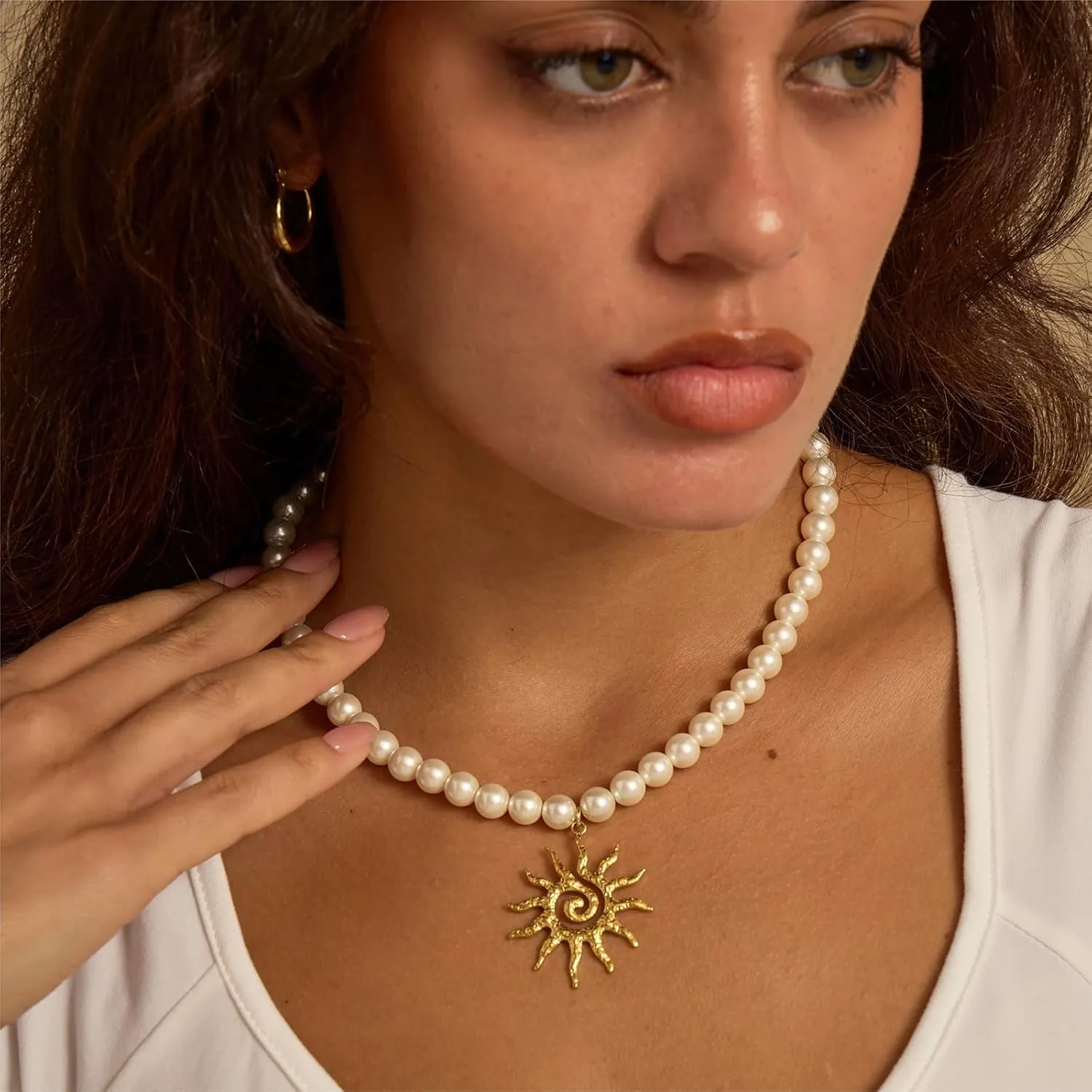 Women's Shell Pearl Choker Necklace, Trendy 14K Gold Plated Pearl Necklace With Pendant Exquisite Handmade Jewelry Gift
