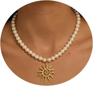 Women's Shell Pearl Choker Necklace, Trendy 14K Gold Plated Pearl Necklace With Pendant Exquisite Handmade Jewelry Gift