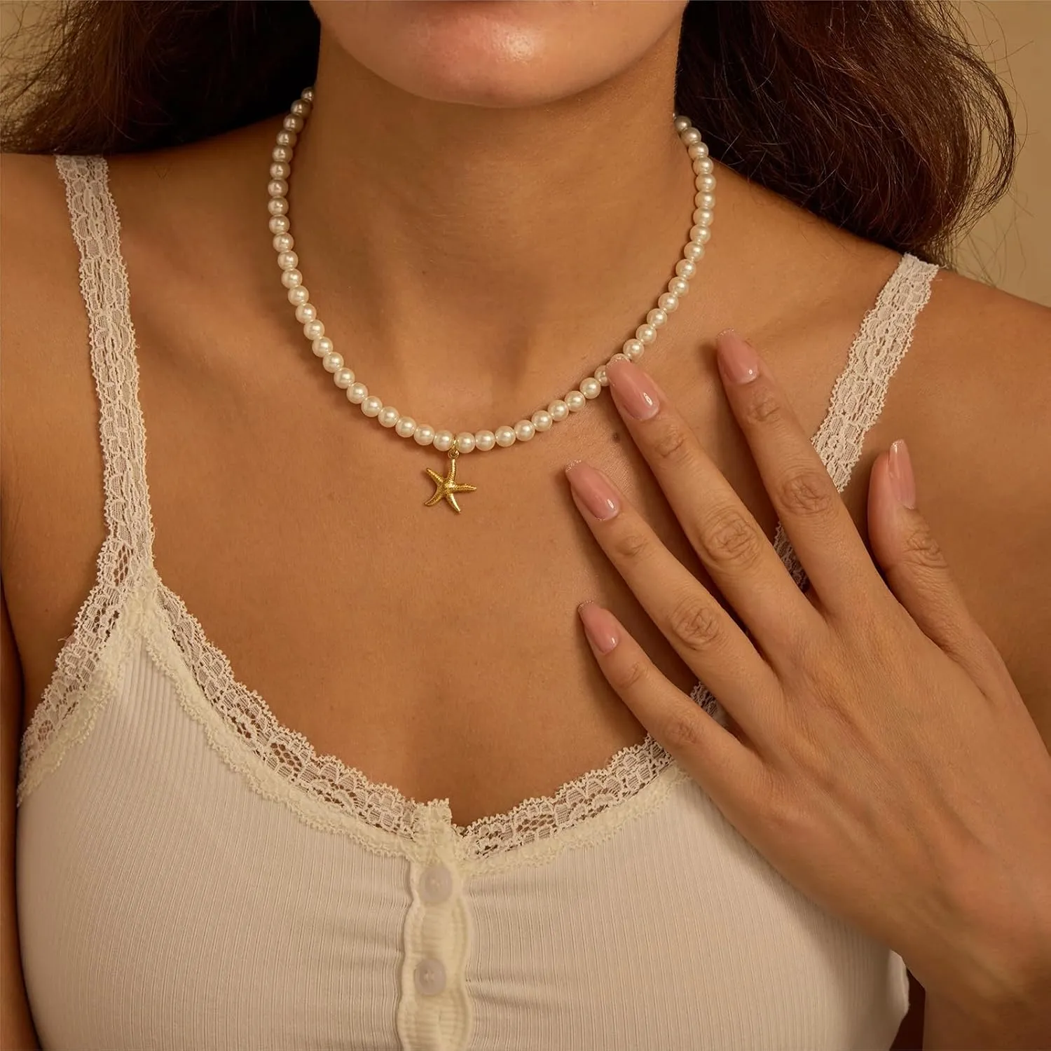 Women's Shell Pearl Choker Necklace, Trendy 14K Gold Plated Pearl Necklace With Pendant Exquisite Handmade Jewelry Gift