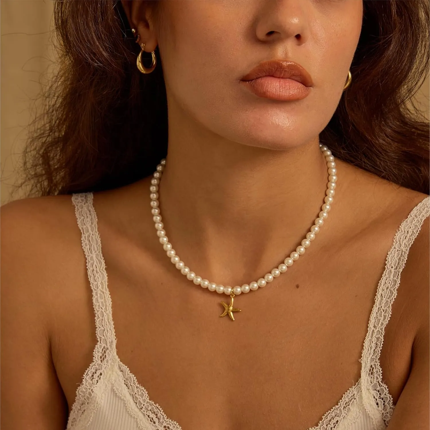 Women's Shell Pearl Choker Necklace, Trendy 14K Gold Plated Pearl Necklace With Pendant Exquisite Handmade Jewelry Gift