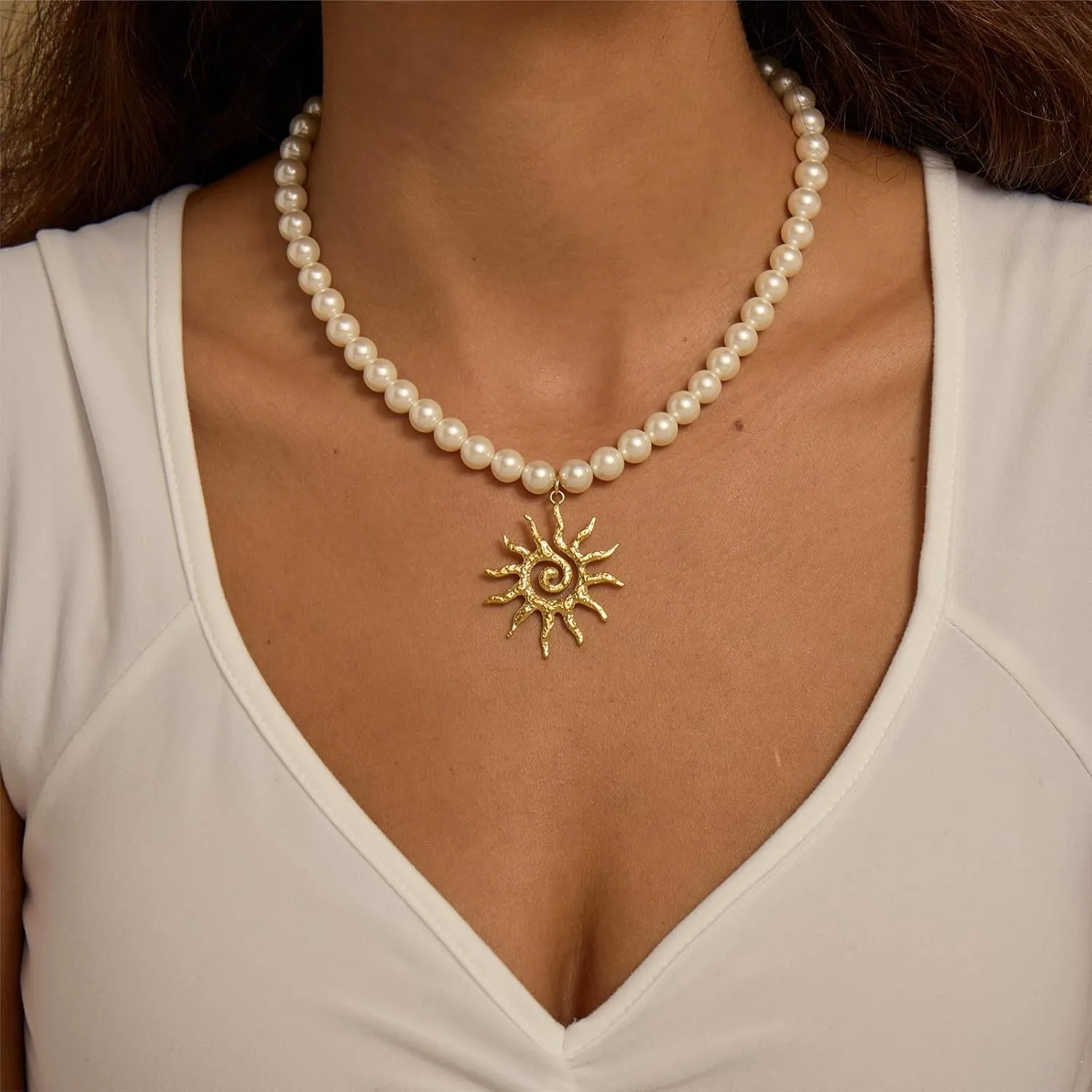 Women's Shell Pearl Choker Necklace, Trendy 14K Gold Plated Pearl Necklace With Pendant Exquisite Handmade Jewelry Gift