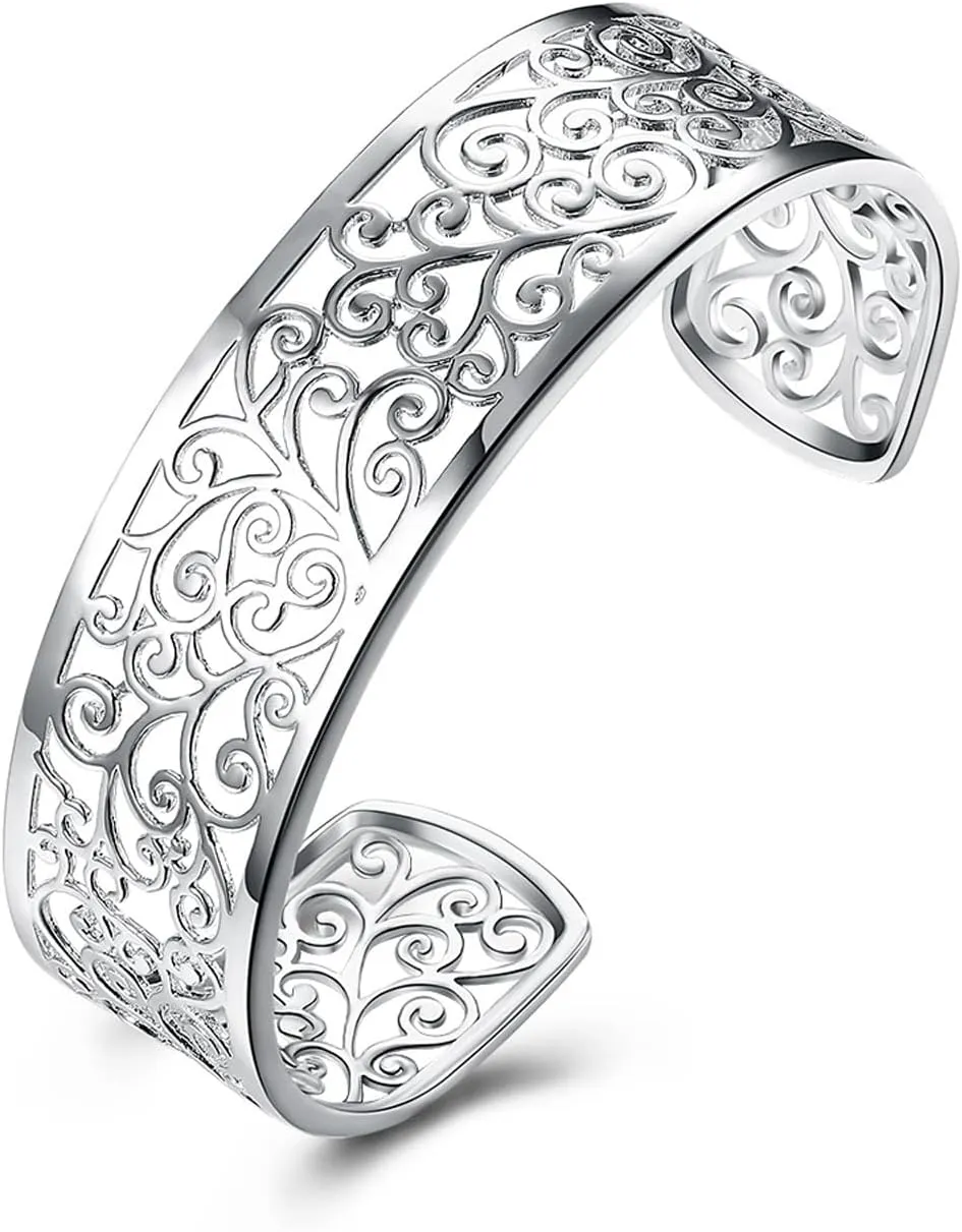 Women's Silver Bracelets Handmade Bracelets 925 Sterling Silver Bangle Bracelet Stackable Bangles for Women