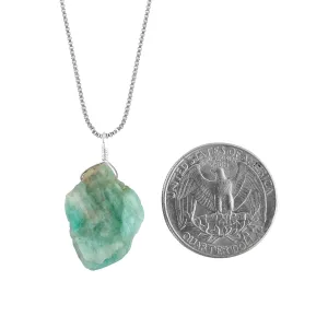 YANARA Natural Raw Emerald Crystal Necklace For Men Stone Rough Crystal Gemstone Dainty Women Pendant May Birthstone, Silver Plated Chain 18 inch Gifts For Men/Women