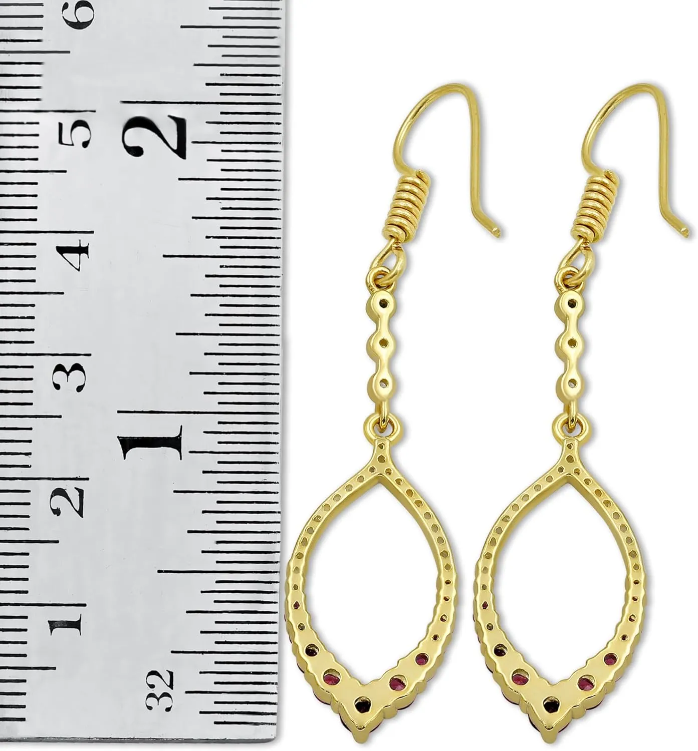 Yellow Gold Plated Simulated Ruby/Emerald/Blue Sapphire and Simulated Diamond Dangle Earrings For Women, Jewelry Christmas Gifts For Mom Wife Her