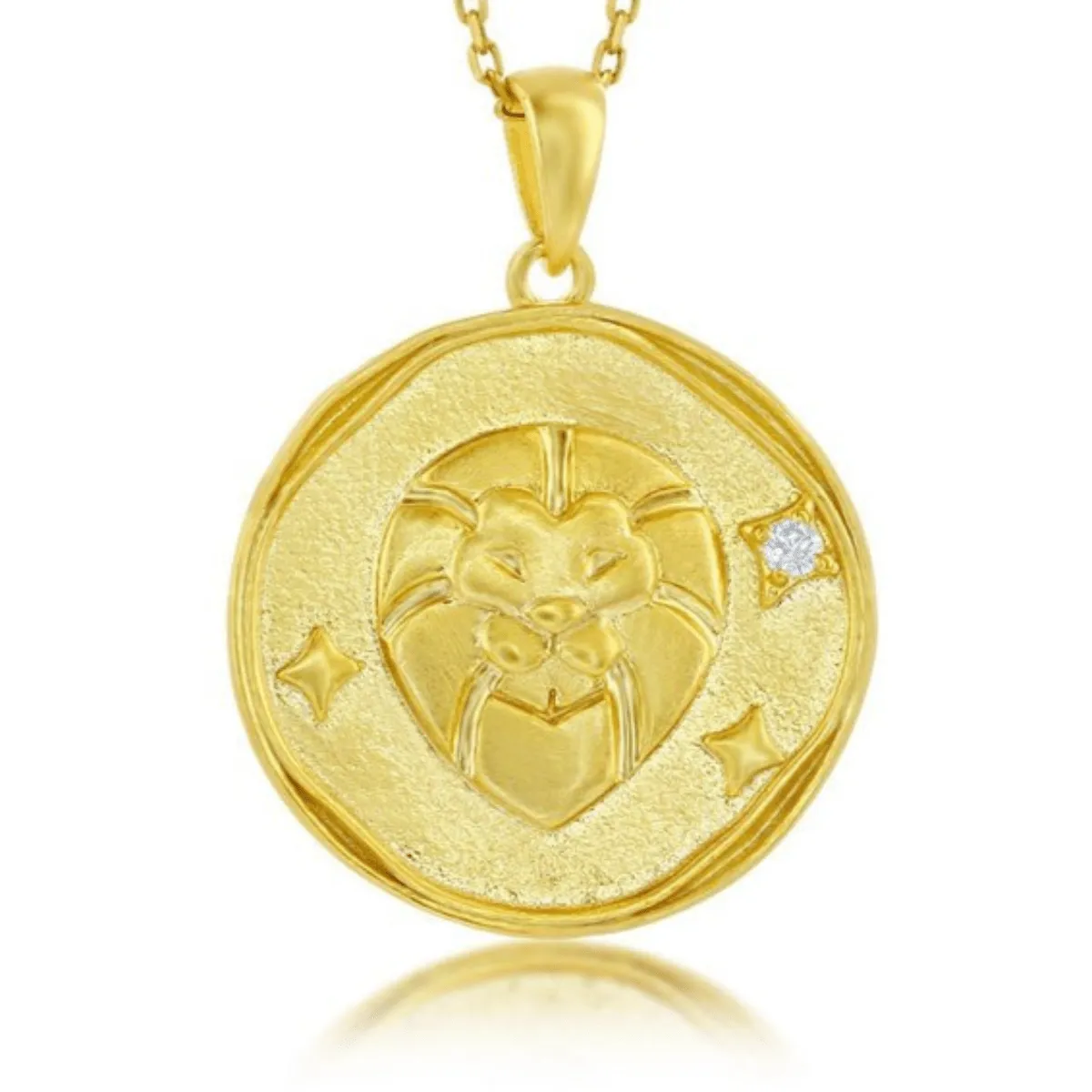 YGP Sterling 'Leo' CZ Circle Zodiac Pendant w/Chain