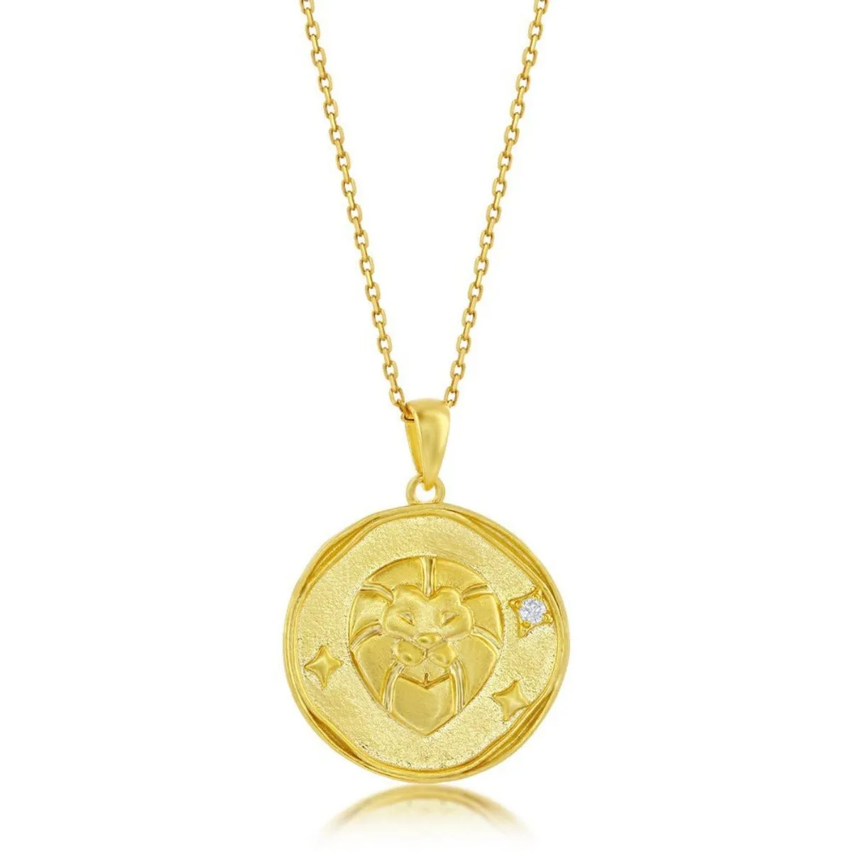 YGP Sterling 'Leo' CZ Circle Zodiac Pendant w/Chain