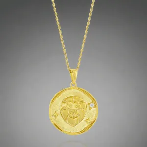 YGP Sterling 'Leo' CZ Circle Zodiac Pendant w/Chain