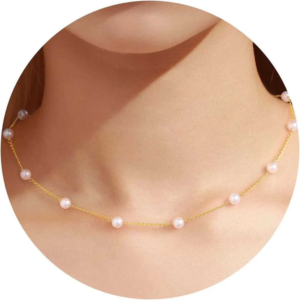 Yoosteel Gold Pearl Necklace for Women, 14K Gold Plated Pearl Pendant Necklaces Minimalist Women Gold Pearl Layered Necklace Dainty Trendy Bridal Bridesmaid Wedding Gifts Gift for Her