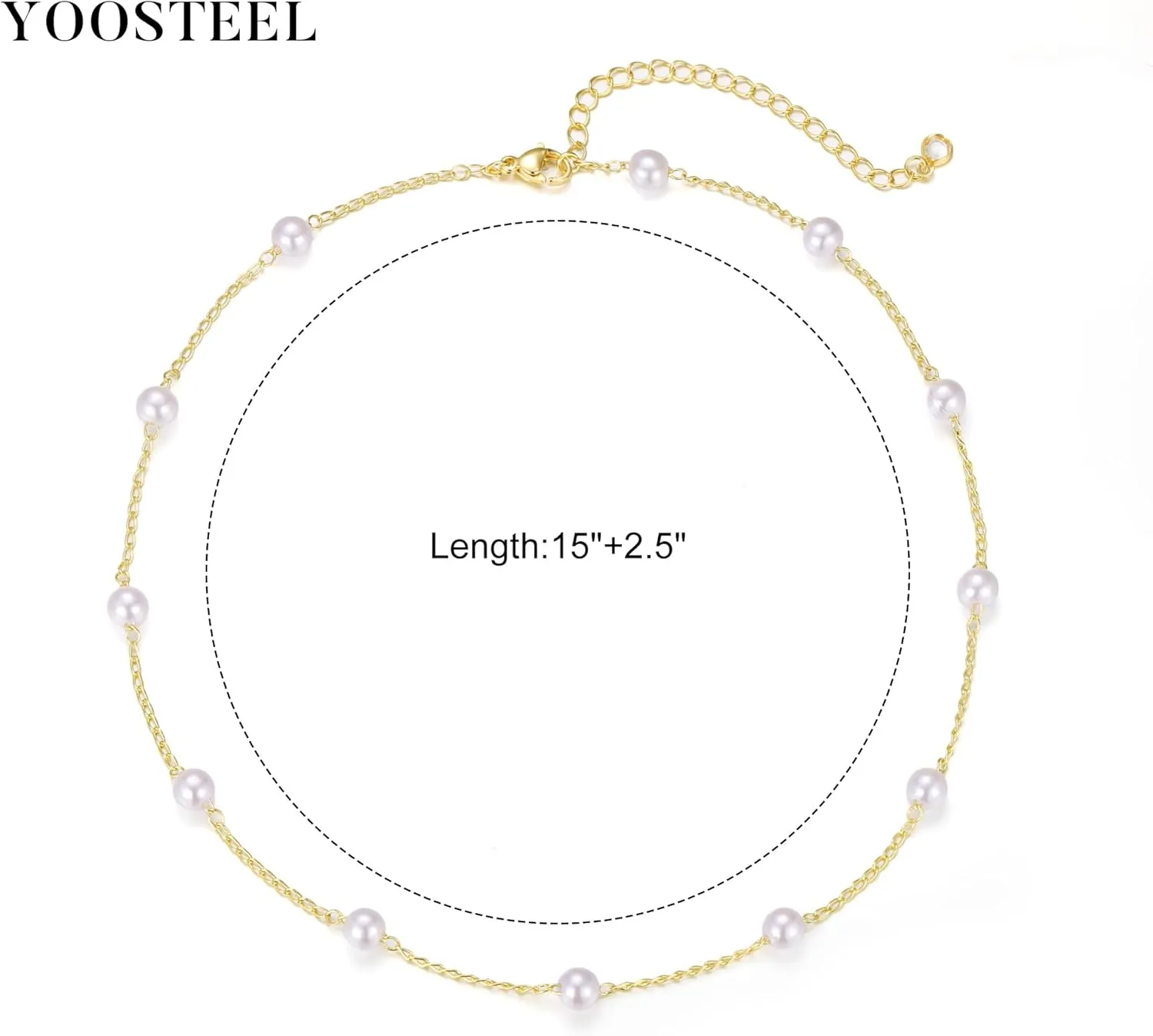 Yoosteel Gold Pearl Necklace for Women, 14K Gold Plated Pearl Pendant Necklaces Minimalist Women Gold Pearl Layered Necklace Dainty Trendy Bridal Bridesmaid Wedding Gifts Gift for Her
