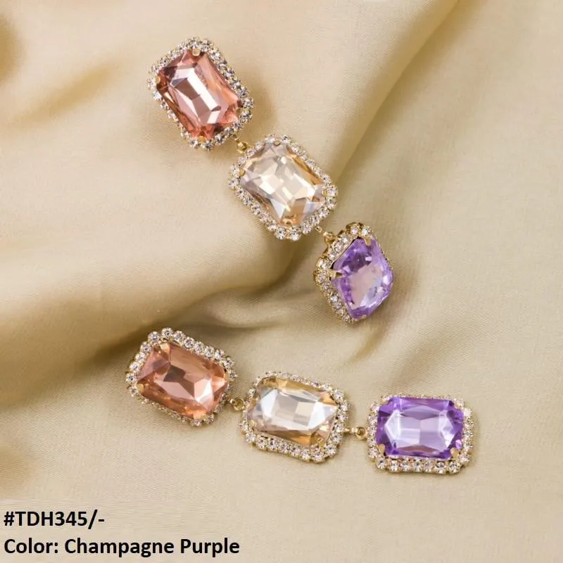 Zircon Cubic Rectangle Teardrop Earrings