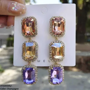 Zircon Cubic Rectangle Teardrop Earrings